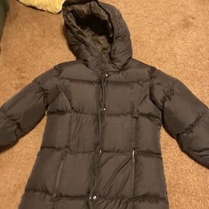 Lands End KIDS 7-8 brown long puffer coat girls